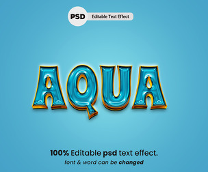 Aqua PSD Fully Editable Text Effect. Layer Style PSD Mockup Template