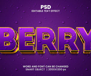 Berry PSD Fully Editable Text Effect. Layer Style PSD Mockup Template