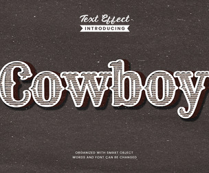 Cowboy PSD Fully Editable Text Effect. Layer Style PSD Mockup Template