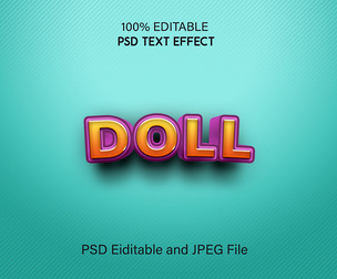 Doll PSD Fully Editable Text Effect. Layer Style PSD Mockup Template
