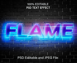 Flame PSD Fully Editable Text Effect. Layer Style PSD Mockup Template