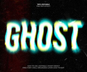 Ghost PSD Fully Editable Text Effect. Layer Style PSD Mockup Template