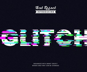 Glich PSD Fully Editable Text Effect. Layer Style PSD Mockup Template