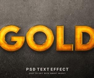 Gold PSD Fully Editable Text Effect. Layer Style PSD Mockup Template