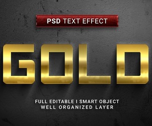 Gold PSD Fully Editable Text Effect. Layer Style PSD Mockup Template