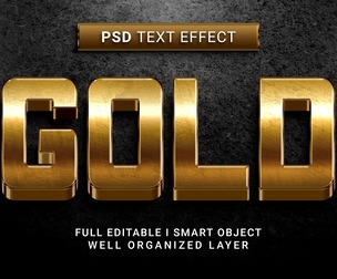 Gold PSD Fully Editable Text Effect. Layer Style PSD Mockup Template