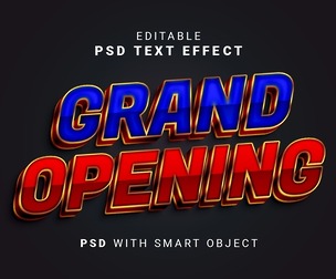 Grand Opening PSD Fully Editable Text Effect. Layer Style PSD Mockup Template