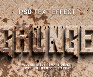 Grunge PSD Fully Editable Text Effect. Layer Style PSD Mockup Template