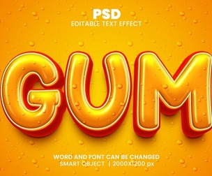 Gum PSD Fully Editable Text Effect. Layer Style PSD Mockup Template