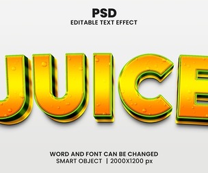 Juice PSD Fully Editable Text Effect. Layer Style PSD Mockup Template