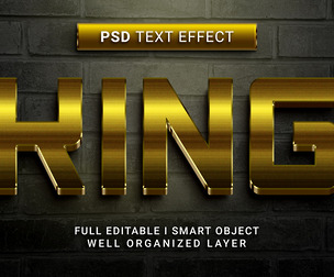 King PSD Fully Editable Text Effect. Layer Style PSD Mockup Template
