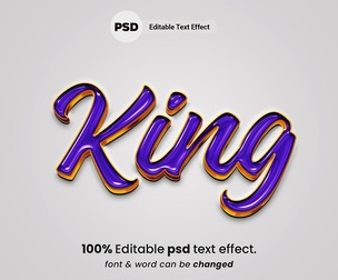 King PSD Fully Editable Text Effect. Layer Style PSD Mockup Template