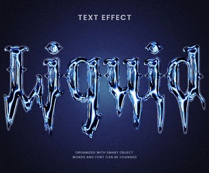 Liquid PSD Fully Editable Text Effect. Layer Style PSD Mockup Template