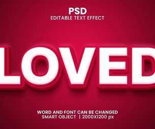 Loved PSD Fully Editable Text Effect. Layer Style PSD Mockup Template
