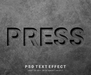 Press PSD Fully Editable Text Effect. Layer Style PSD Mockup Template