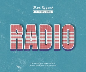 Radio PSD Fully Editable Text Effect. Layer Style PSD Mockup Template