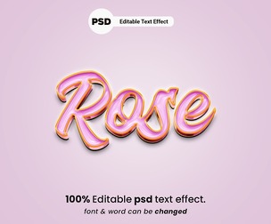 Rose PSD Fully Editable Text Effect. Layer Style PSD Mockup Template