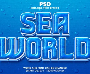 Sea World PSD Fully Editable Text Effect. Layer Style PSD Mockup Template