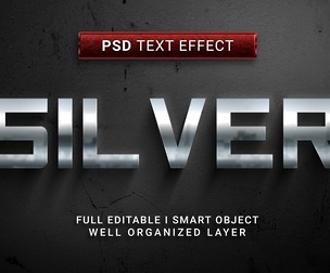 Silver PSD Fully Editable Text Effect. Layer Style PSD Mockup Template