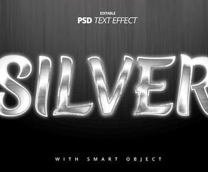 Silver PSD Fully Editable Text Effect. Layer Style PSD Mockup Template