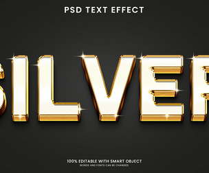 Silver PSD Fully Editable Text Effect. Layer Style PSD Mockup Template