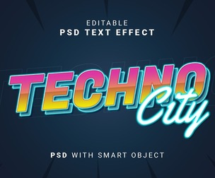 Techo PSD Fully Editable Text Effect. Layer Style PSD Mockup Template