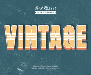 Vintage PSD Fully Editable Text Effect. Layer Style PSD Mockup Template