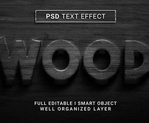 Wood PSD Fully Editable Text Effect. Layer Style PSD Mockup Template