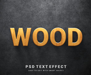 Wood PSD Fully Editable Text Effect. Layer Style PSD Mockup Template