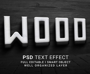 Wood PSD Fully Editable Text Effect. Layer Style PSD Mockup Template