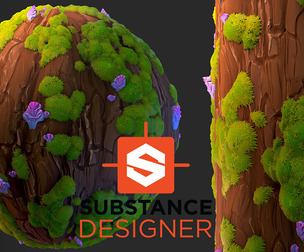 Stylized Tree Bark with Moss