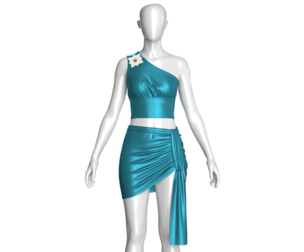 Girls Silk Crop Top and Mini Skirt-Outfit | Marvelous / Clo3d / obj / fbx