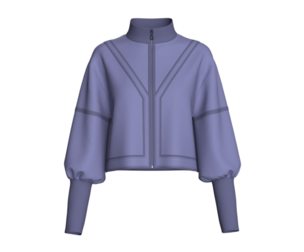 Girls Zip-Up Cropped Jacket With Puff Sleeves | Marvelous / Clo3d / obj / fbx