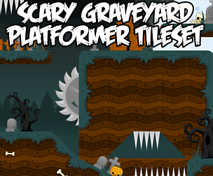 Scary Graveyard - Platformer Tileset