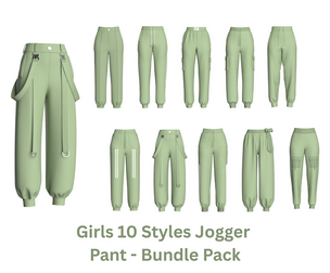 Girls 10 Styles Jogger Pant - Bundle Pack | Marvelous / Clo3d / obj / fbx