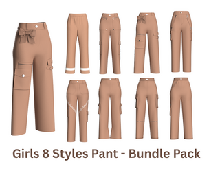 Girls 8 Styles Pant - Bundle Pack | Marvelous / Clo3d / obj / fbx