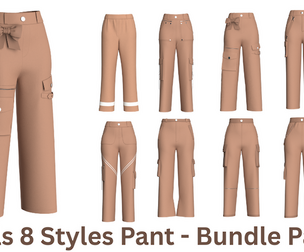 Girls 8 Styles Pant - Bundle Pack | Marvelous / Clo3d / obj / fbx