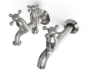 Classic Chrome Wall Faucet Collection with Single and Double Outlet Taps