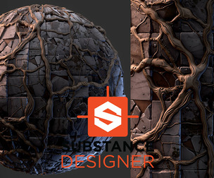 Stylized Old Tiles with Roots