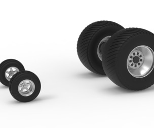 Wheel set of Pro Stock Pulling Tractor Version 4 Scale 1:25