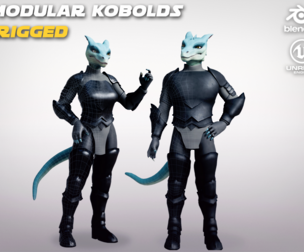 Modular Kobold Characters - Male Female Low-poly 3D model