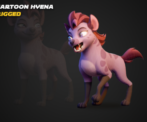 Stylized Cartoon Female Hyena - Rigged Quadruped 3D Model Low-poly 3D model