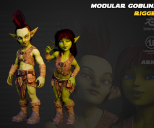 Modular Goblin Characters - Male and Female Low-poly 3D models