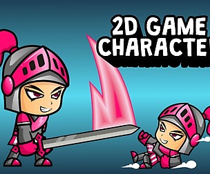 Knight Pink Girl 2D Game Character Sprite