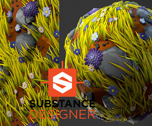 Stylized Grass with Flowers
