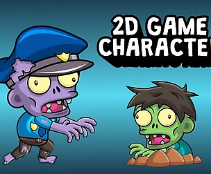 Police Zombie Enemy 2D Game Character Sprite