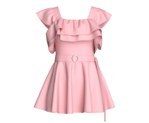 Girls Pink Off-Shoulder Ruffle Mini Dress | Marvelous / Clo3d / obj / fbx