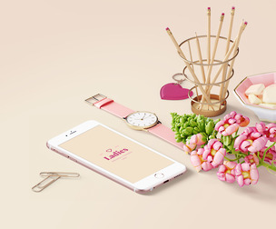 Beauty Mockup Scene PSD Template, Feminine Branding, Elegant Wedding Stationery,Cosmetic Packaging