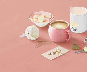 Beauty Mockup Scene PSD Template, Feminine Branding, Elegant Wedding Stationery,Cosmetic Packaging