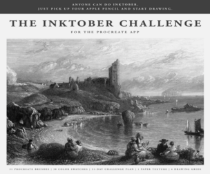 The Inktober Challenge Procreate Kit (Procreate Brushes, Textures, Color Palettes & more)